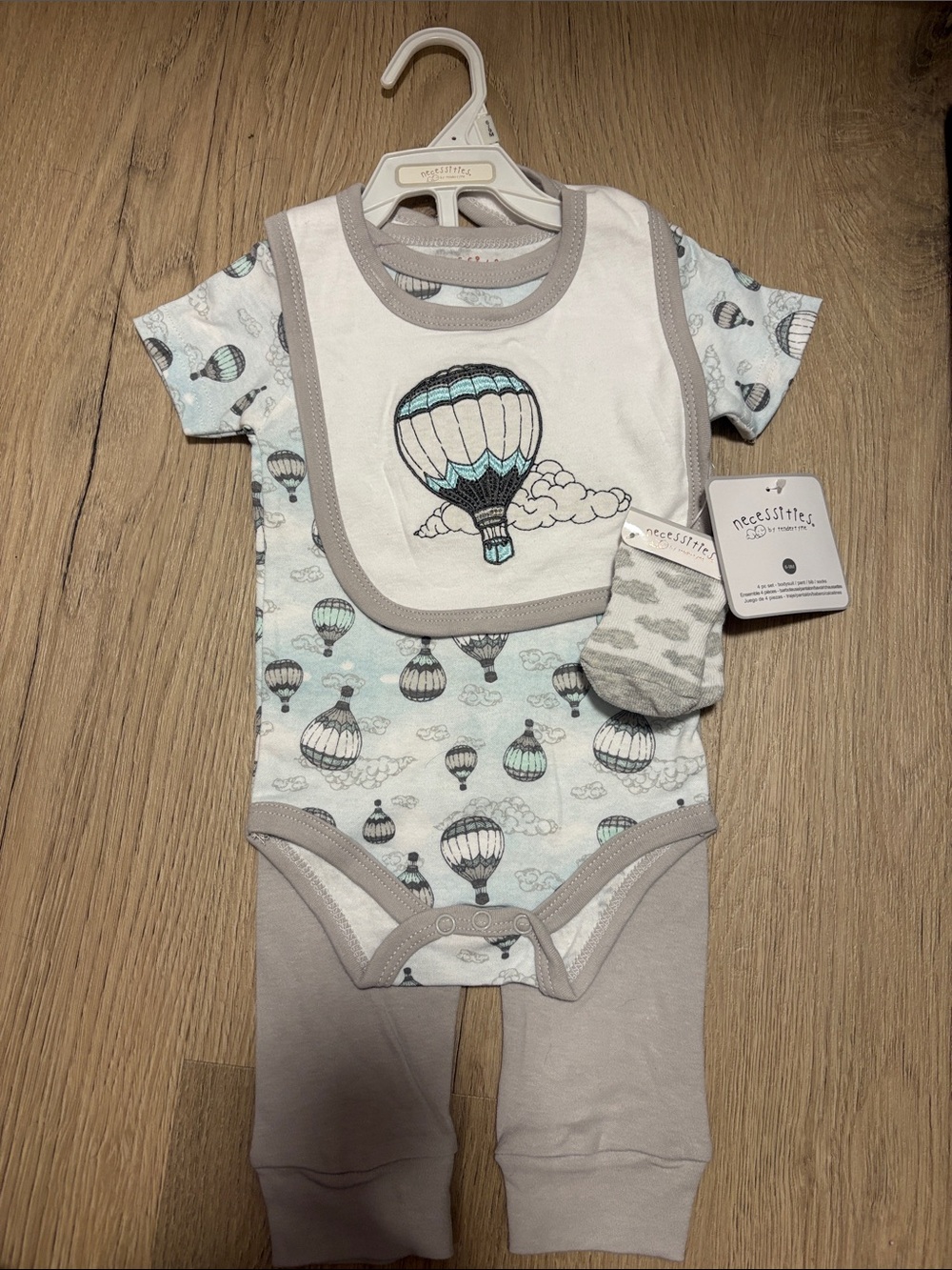 Gray & Mint Hot Air Balloon Baby Outfit Set